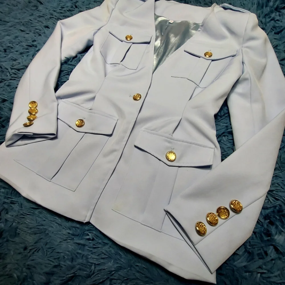 Sky blue v-neck pocket blazer suit jacket for women sz M - Picture 7 of 16